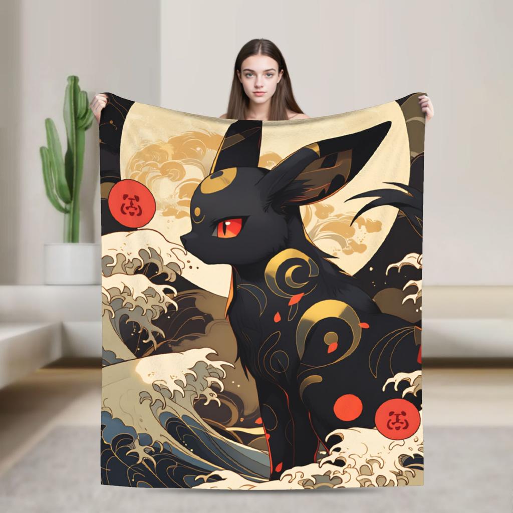 Umbreon Warm Blanket Kids Adult Plush Throw Blanket Novelty Couch Chair Flannel Bedspread Sofa Bed Cover