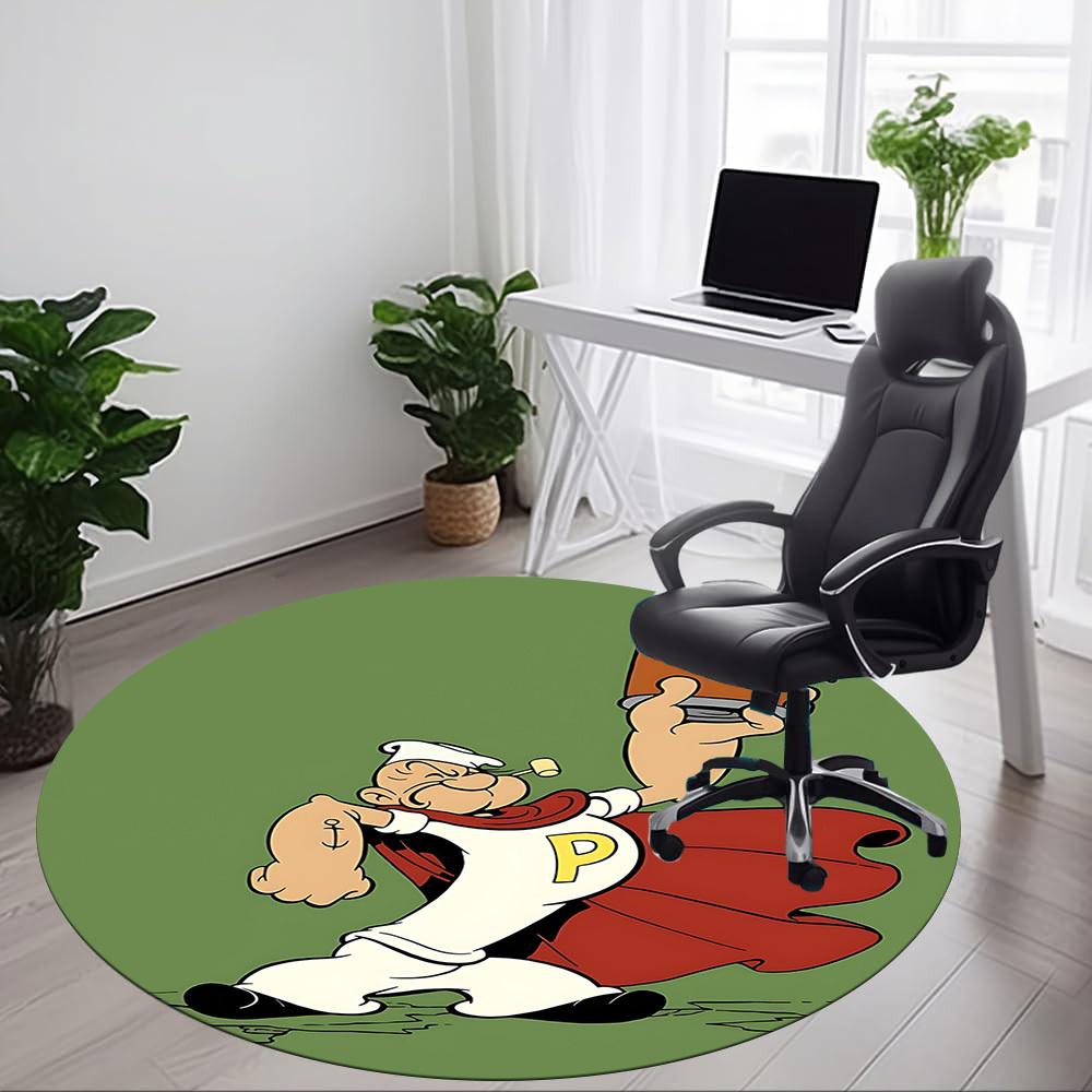 1pc Popeye Spinach Office Round Area Rug, Under Office Chairs Bedroom Living Room Home Decor, Room Decoa1016130