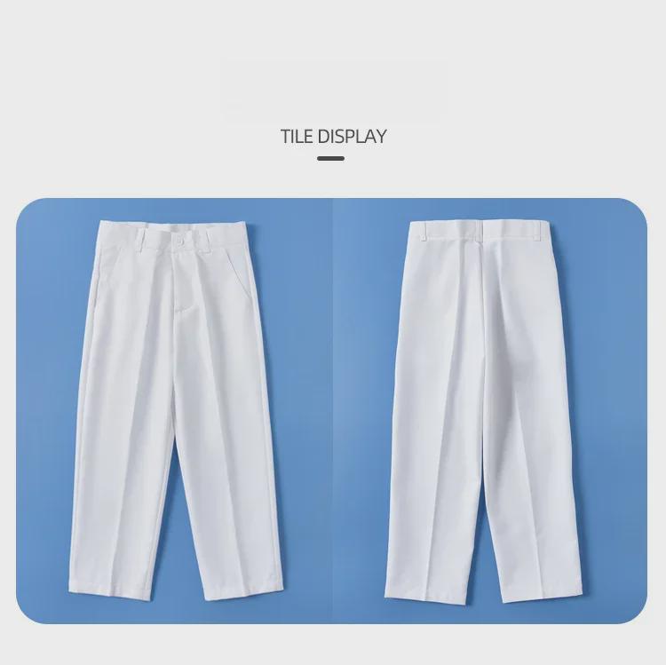 White Boys' Summer Dress Trousers for Elementary Students