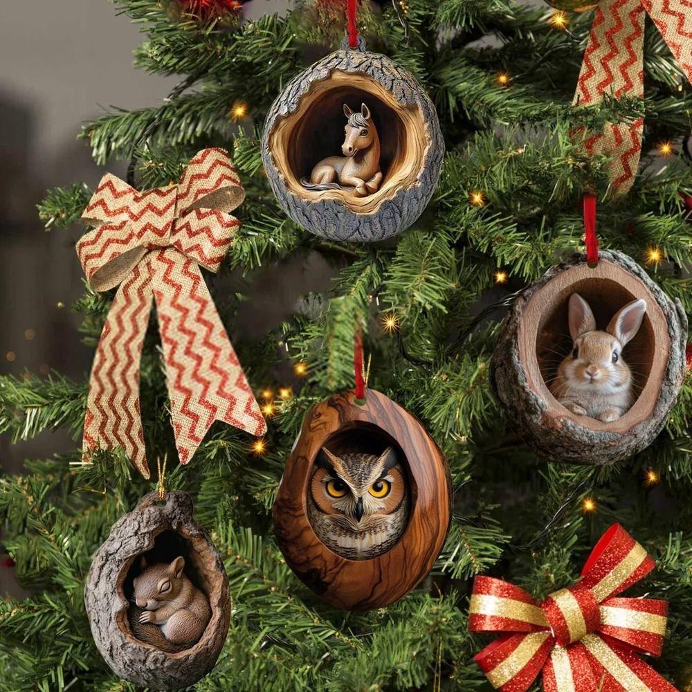 Cartoon Acrylic Pony Christmas Decoration 2D Christmas Tree Ornament Gifts Flat Horse Pendant  Car