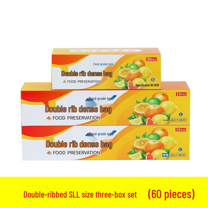 Food-Grade Double Rib Fresh-Keeping Storage Bags for Refrigerator - Thickened for Refrigeration and Freezing