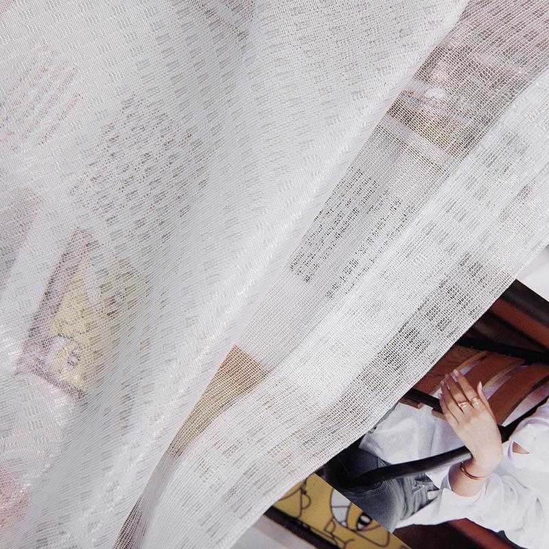 Japanese-Style Small Curtains White Warp Knitted Window Screen S Hook Finished Curtains Finished Curtains