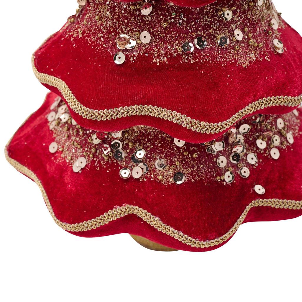 Rødt fløyel juletre 35cm