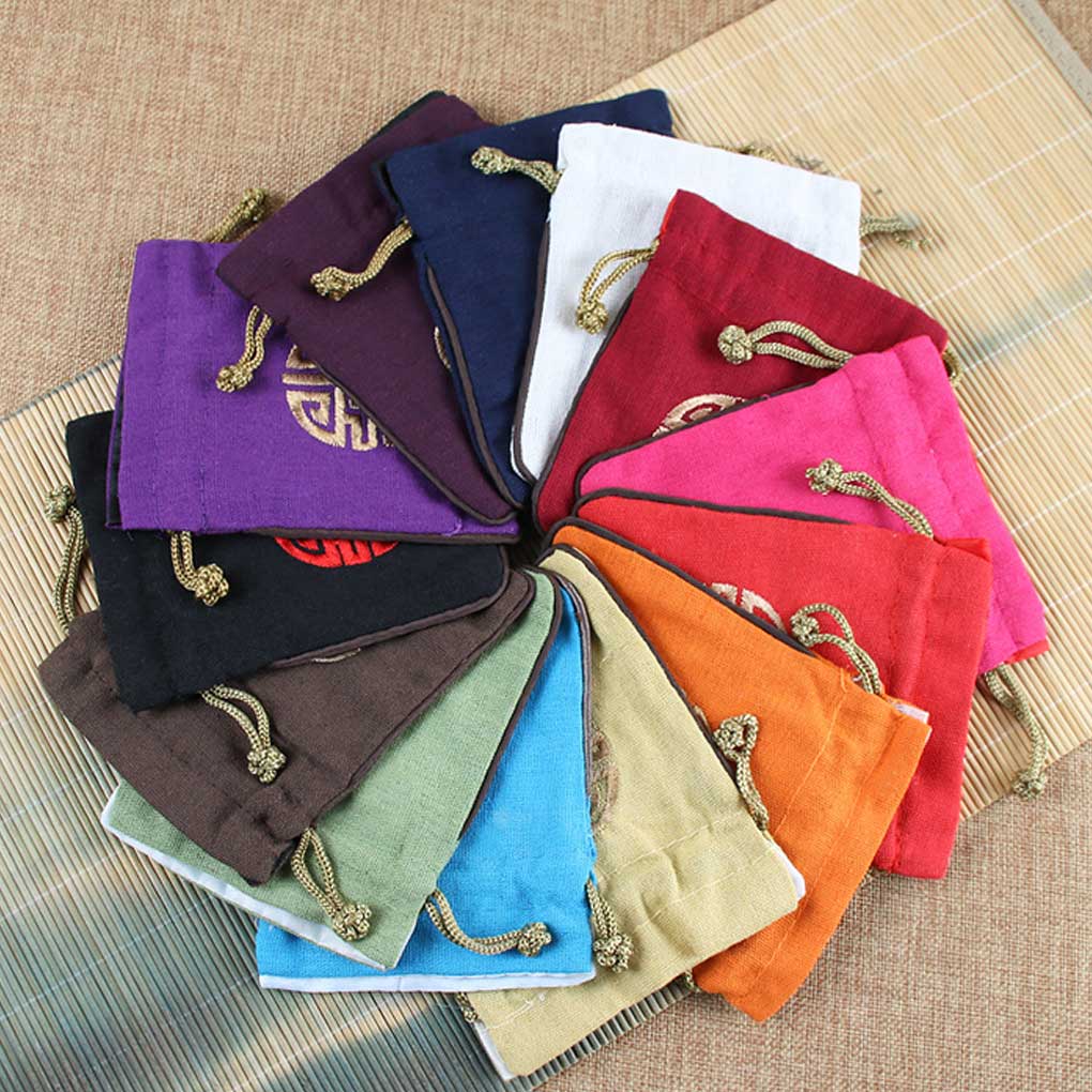 Jewelry Pouch Small Smooth Exquisite Satin Embroidered Sealing Pouches Portable Gift Bag for Ring Chains Pendant