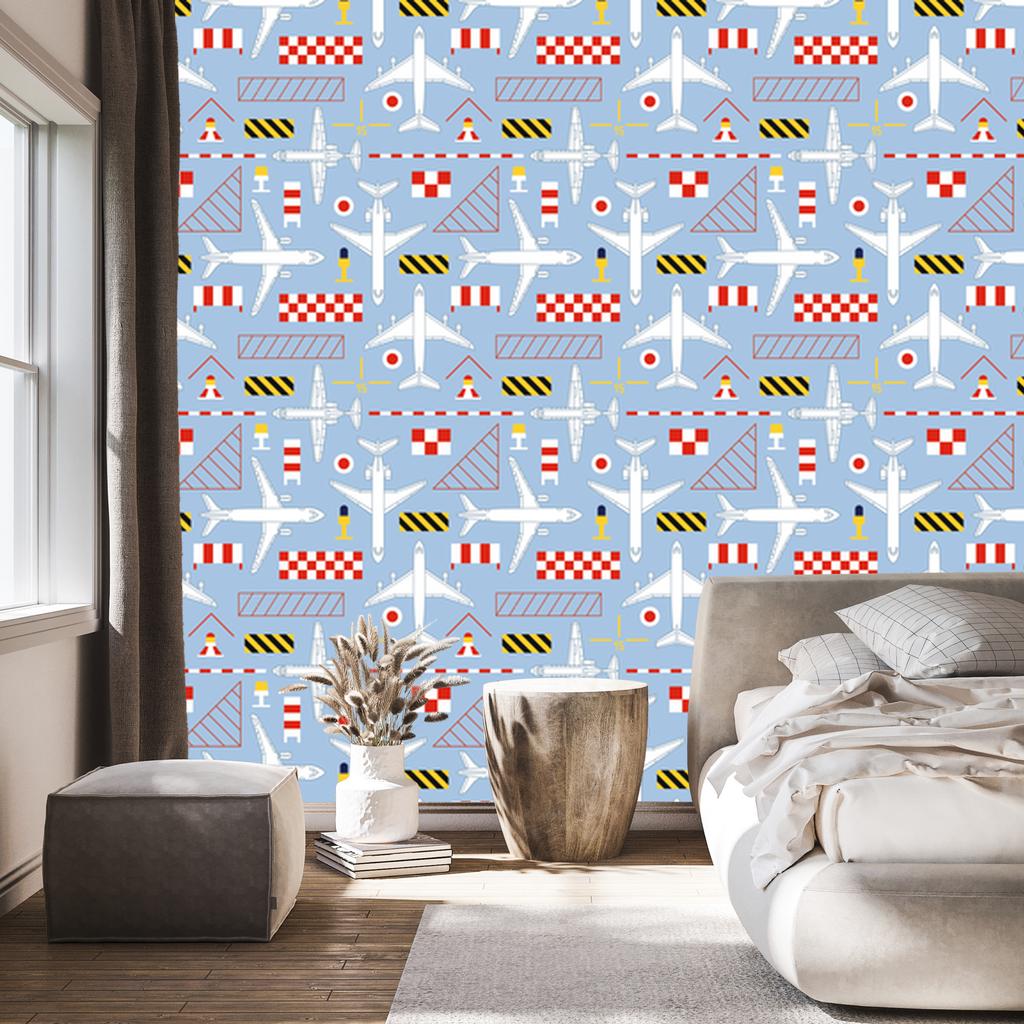 Wallpaper Sketches of airplanes for living room and bedroom 50x1000