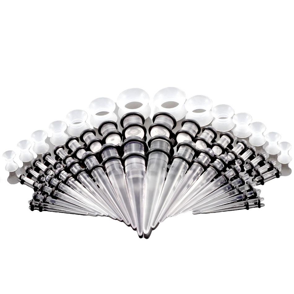 50Pcs Silicone Ear Gauge Taper And Plug Stretching Kits Flesh Tunnel Body Piercing Jewelry