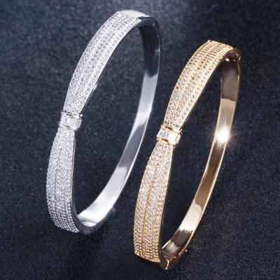 CMM Sparkling AAA Cubic Zirconia náramek Žlutá zlatá barva otevřená manžeta náramek