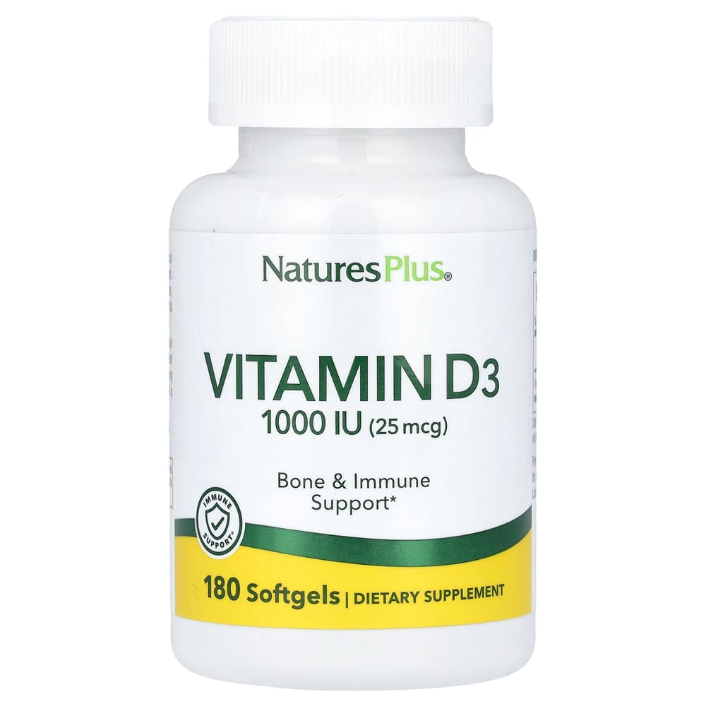 Nature's Plus Vitamin D3 25mcg (1000 IU) Softgels, 180 Count