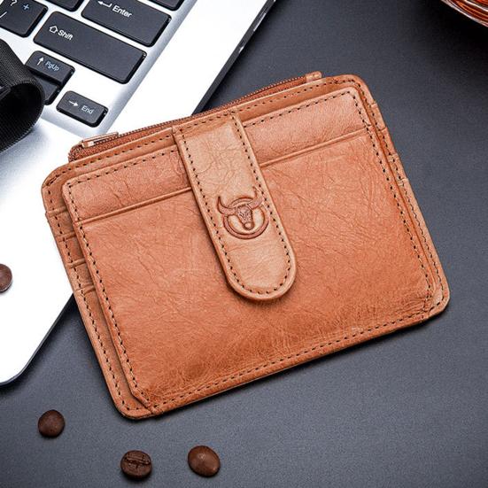 Anti-degaussing Design Short Snap Button Zipper Closure Faux Leather Men Wallet Multiple