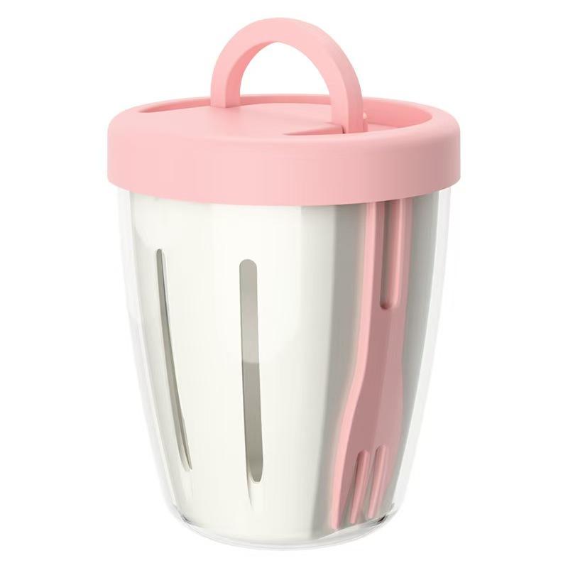 Portable Leak Proof Fruit Cup With Fork, Large Capacity Salad Container For Picnic, Travel, And Office, BPA Free Food Storage Bowl