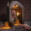 Bookshelf Set Micro Assembly Model Gothic Architecture Doll House DIY Handmade Toy Set with Lights For Adult Biethday Gifts
