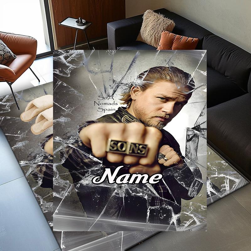 Custom Name Group Portrait Sons Rug Game Carpet, Floor Mat for Bedroom Living Room Entryway Rug, Home Decor Idea Gift for Christmas birthday