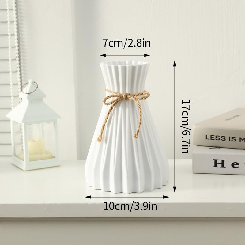 Imitation Ceramic Flower Vase Nordic Solid Color Plastic Dried Plants Vase Flower Arrangement Container Home Living Room Decor