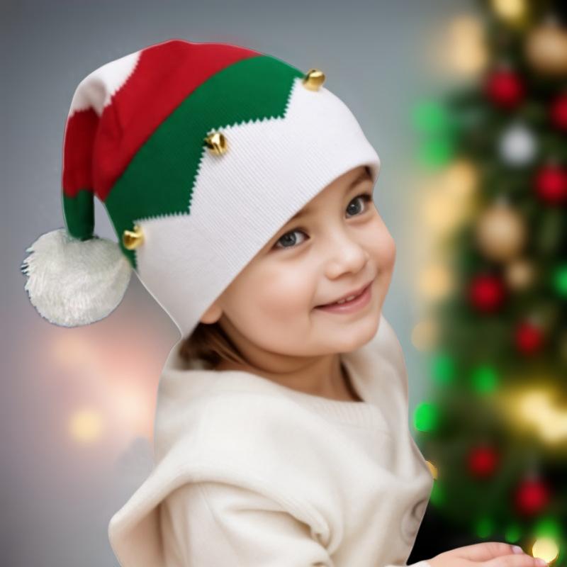 Cross-border winter mom baby parent-child knitted hat festive dress up Santa warm wool hat female Christmas