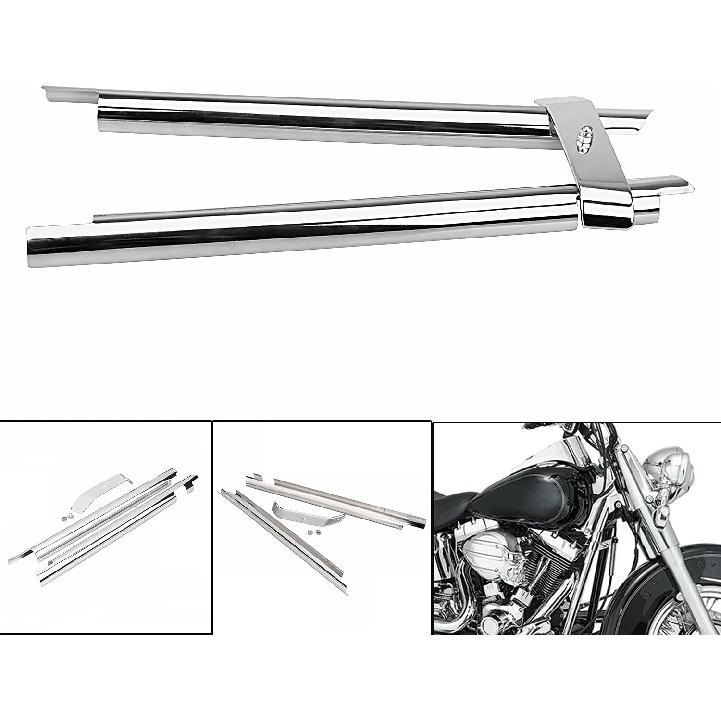 Chrome Front Frame Down Tube Covers for Harley Softail Fatboy Heritage Springer Deluxe FLSTN FLSTF FLST