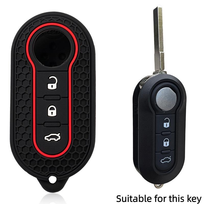 

Silicone Car Remote Key Case Cover Shell Holder For Fiat Abarth 500 595 124 Spider Ducato Panda Tipo Bravo чёрный