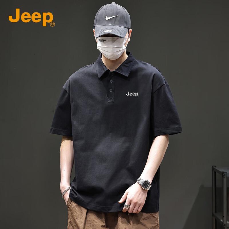 Jeep Men's Casual Pure Cotton Short Sleeve Polo Shirt