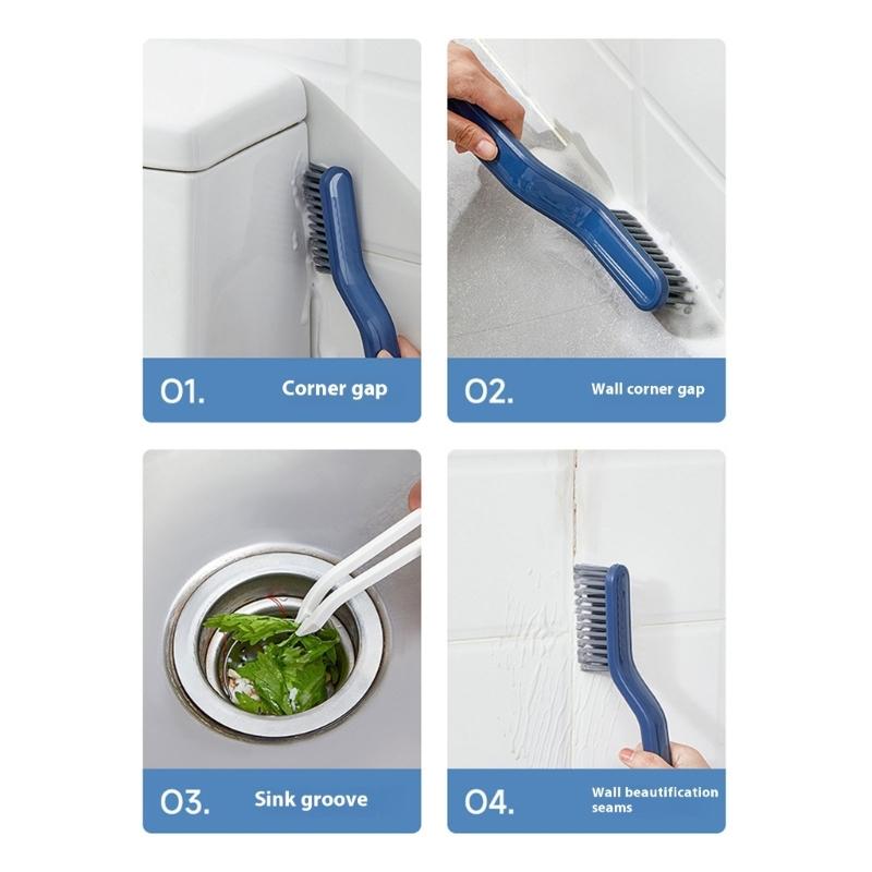 2PCS MultiFunctional Bathroom Floor Brush For Tight Corners Gaps Stubborn Dirt Removal With NonSlip Ergonomic Handle