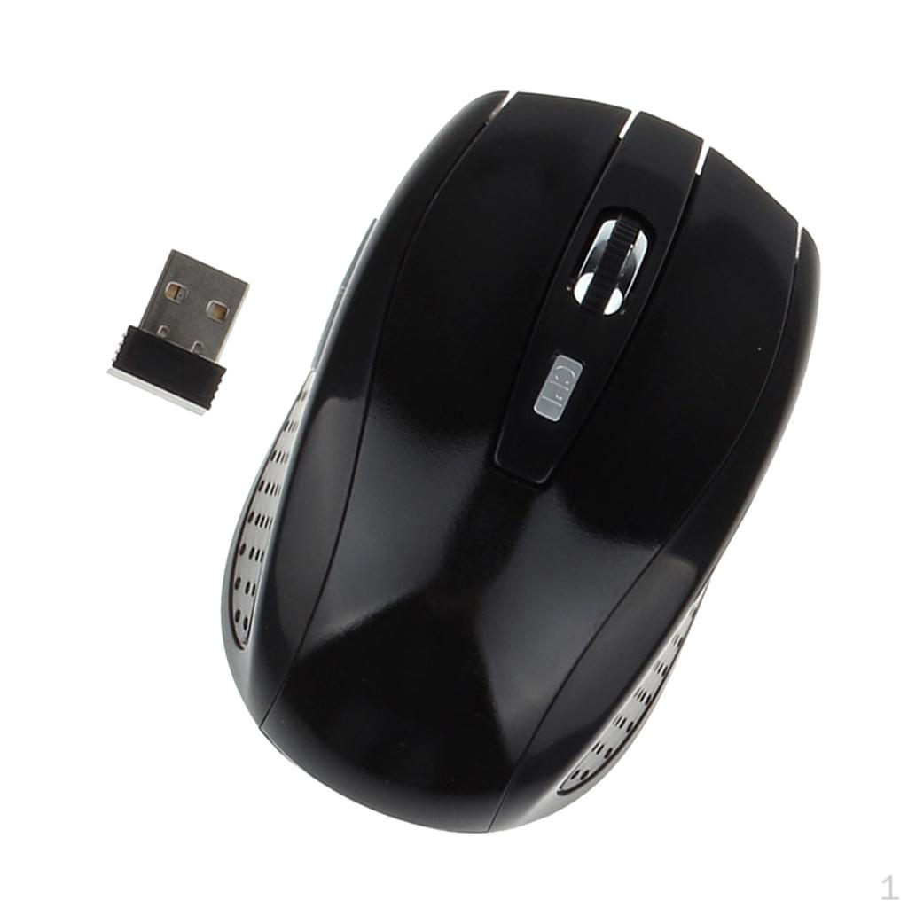 2.4GHz Optical Mouse USB 2.0 Receiver 6Button 1800dpi For PC Black