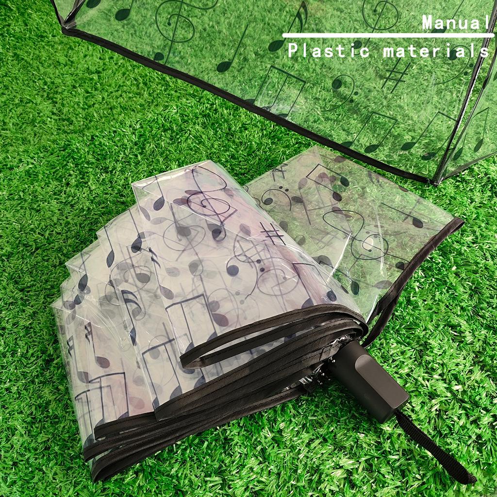 1 Piece of Transparent Umbrella with Note Pattern Pvc Material, Automatic and Manual, Portable Umbrella, Suitable for Traveling and Work Clothing