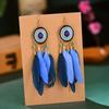 Bohemian Colorful Feather Dangle Earrings For Women Ethnic Long Chain Tassel Drop Earring Girls Vacation Jewelry Gift
