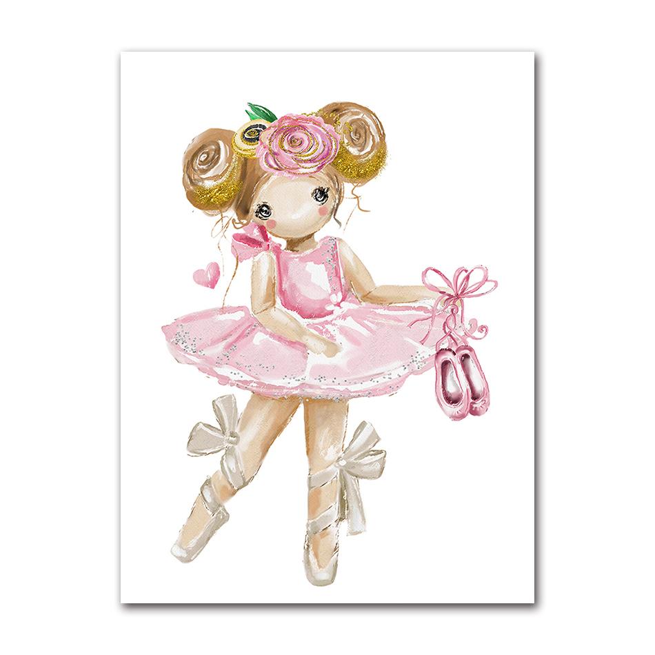Rabbit Unicorn Nordic Posters And Prints Wall Art Canvas Painting Pictures Kids Room Decor Cute Ballet Girl Rose Flowers