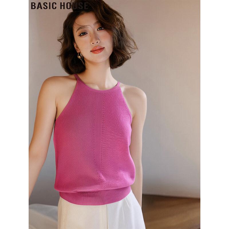 Basic House Raspberry Halter Neck Crop Top XL