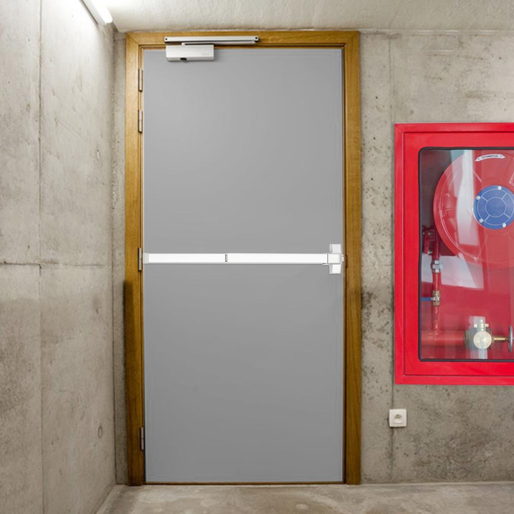 Steel Fire Resistant Door Push Bar Lock,Panic Exit Device Hardware with External Lever Handle,Commercial Grade Security Push Bar