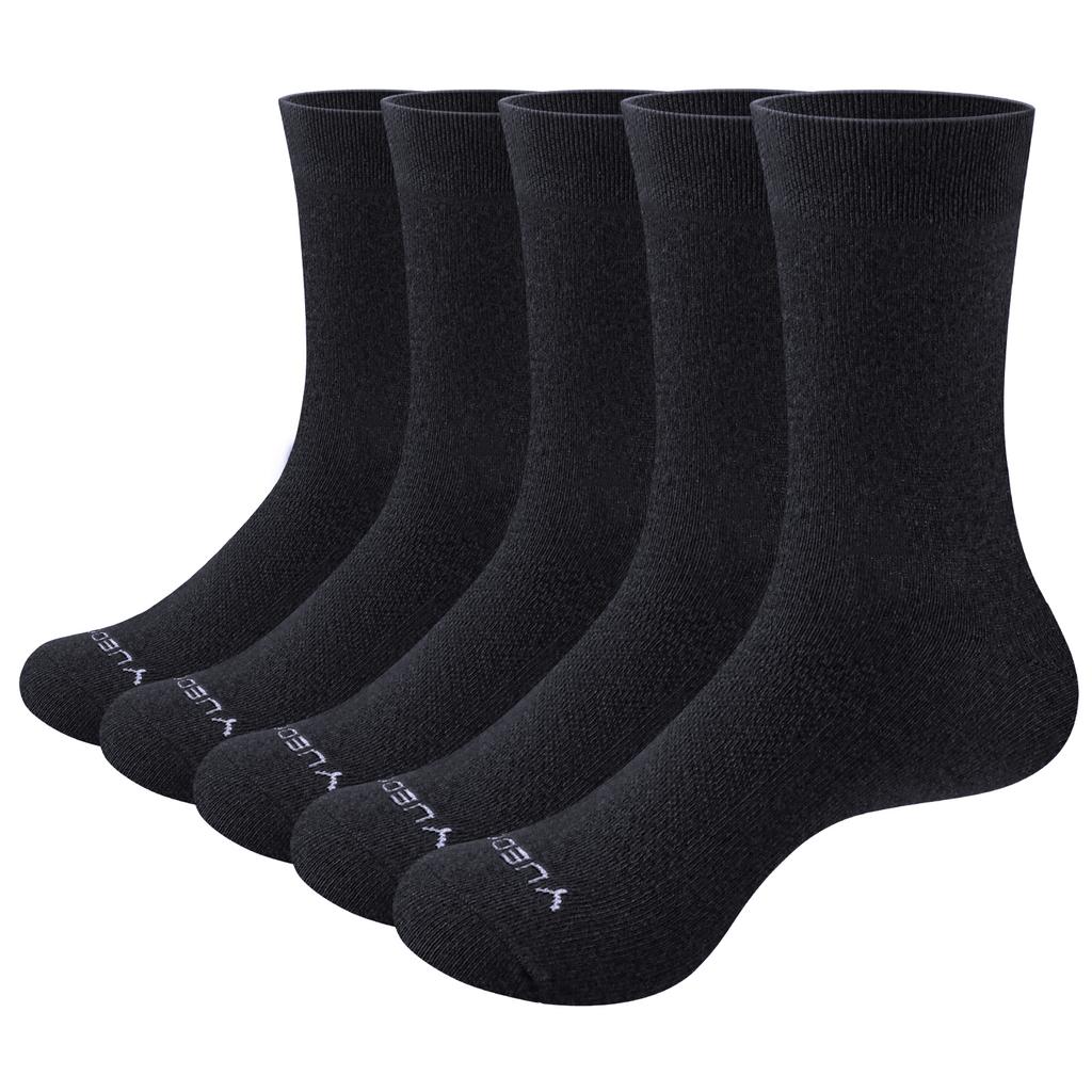 YUEDGE Mens Breathable Comfortable Thin Cotton Socks Classic Casual Mid Crew Calf Business Dress Socks For Size 37-46