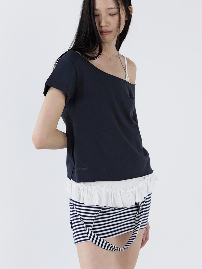 CERRIC Cr Off-Shoulder Top _ Navy