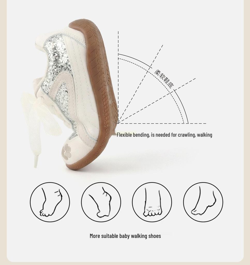 Baby Girl Princess Bow Shoes: Soft Sole Non-Slip Toddler Sneakers for Spring