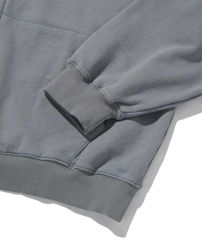Suade Loose Suade Hood Zip Up [Blue Gray]