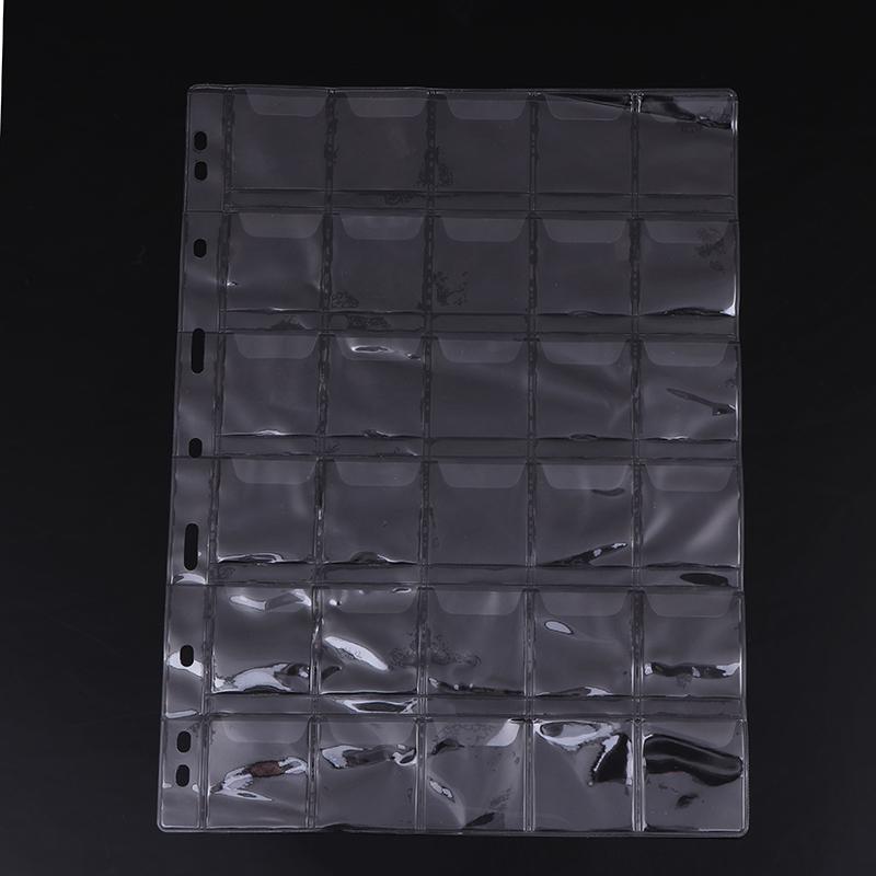 1 Sheet 30 Pockets Plastic Coin Holders Storage Collection Money Album Case