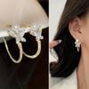 1 Pair C-Shaped Earrings for Women Micro-Paved Cubic Zirconia Dragonfly Design Hoop Earrings