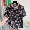 2025 Summer New Retro Flower Short-sleeved T-shirt Loose Shirt Top for Women