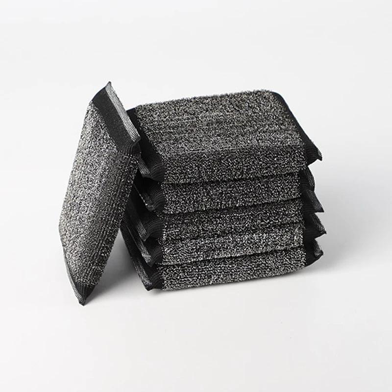 

12Pcs Kitchen Cleaning Sponge Durable Stainless Steel Wire Useful Things For Kitchen Cleaning And Decontamination чорний