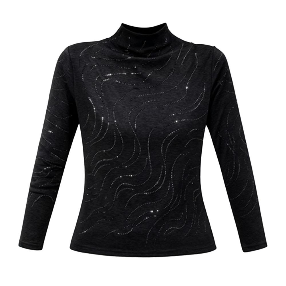 Autumn & Winter Elegant High Neck Long Sleeve Tummy-Concealing Top for Middle-Aged Women