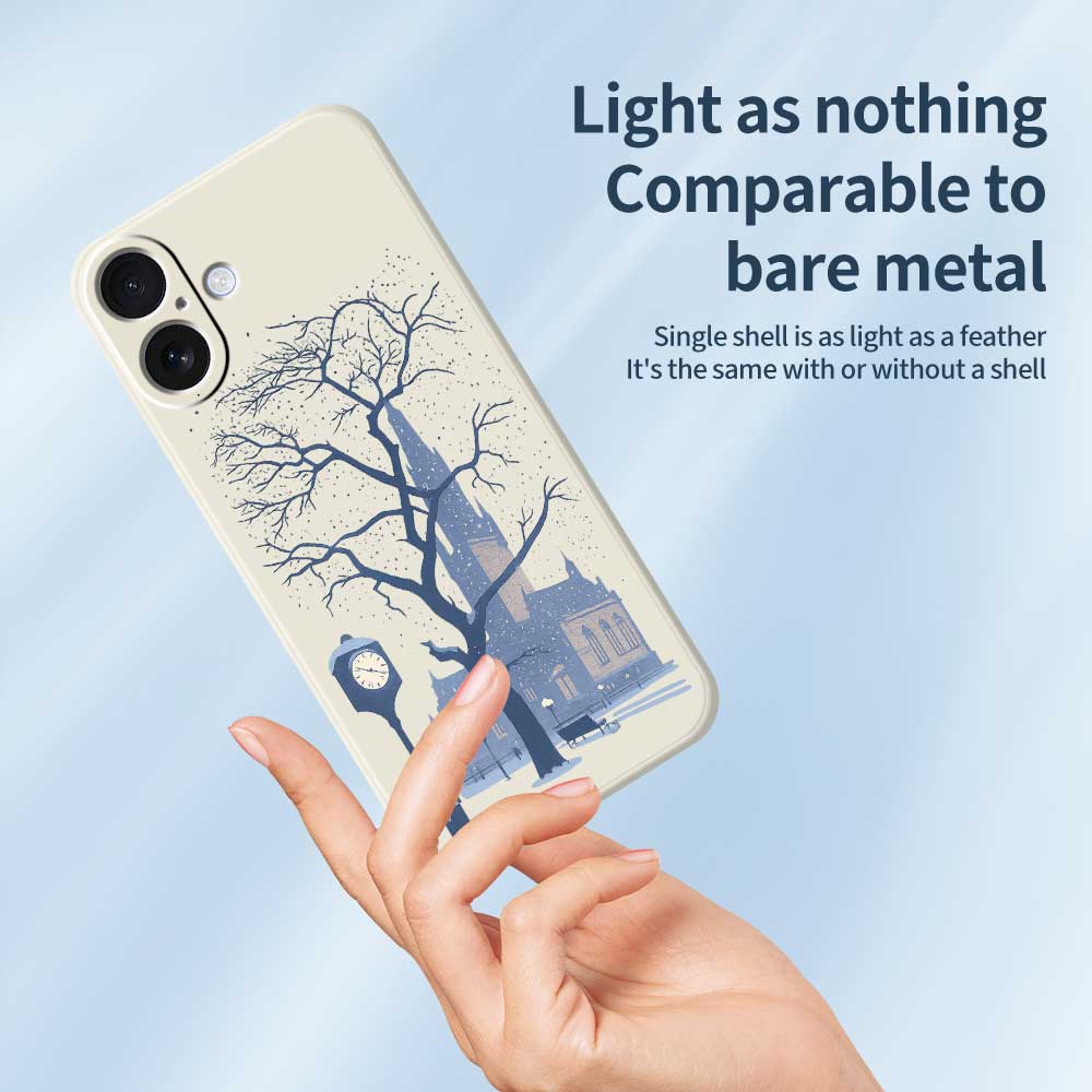 For iPhone 17 Case Street Outside The Castle Pattern Printing Straight Edge TPU Phone Back Cover