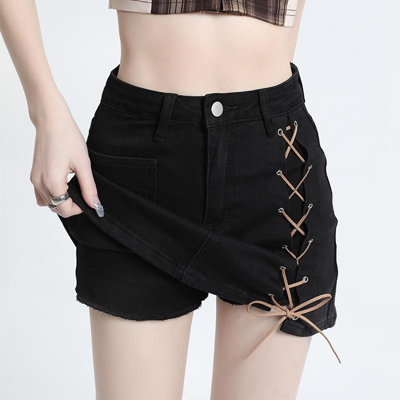 Spring and Summer Denim Short Skirts In Summer New A-lined Lining Anti-exposure Hip-covered Skirt Niche High Waist To Make You Look Slim