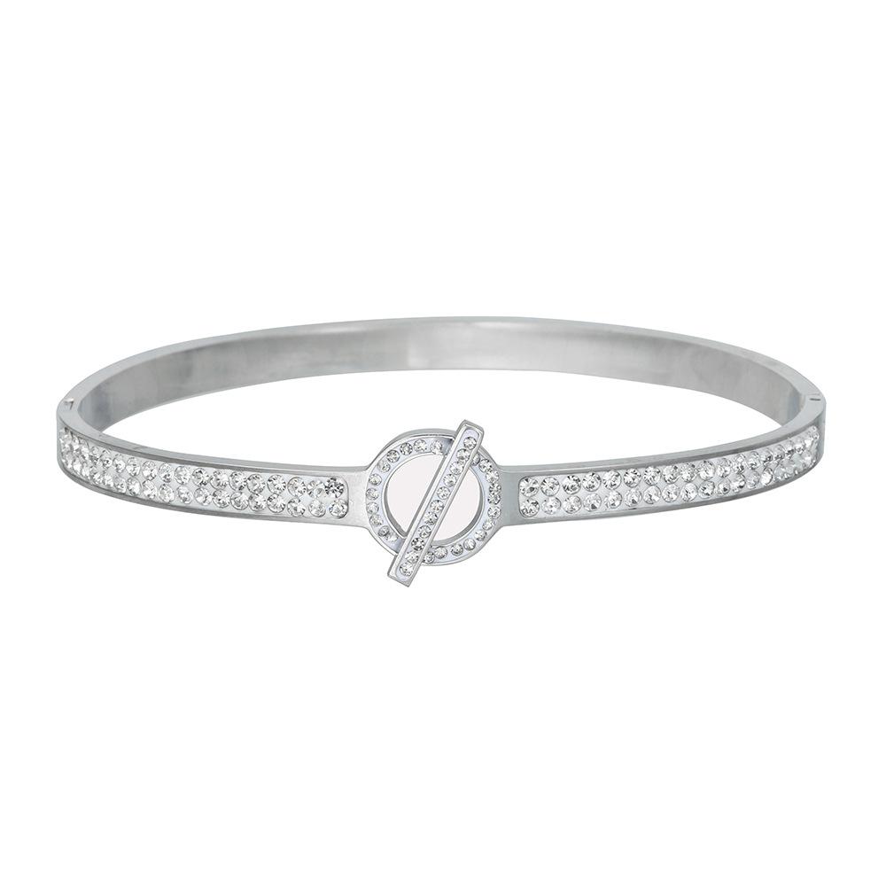 JYL TS Bracelet Women s  Minimalist Inlaid Drill Opens Up Luck & Elegant Aura ZJ8647 сепия
