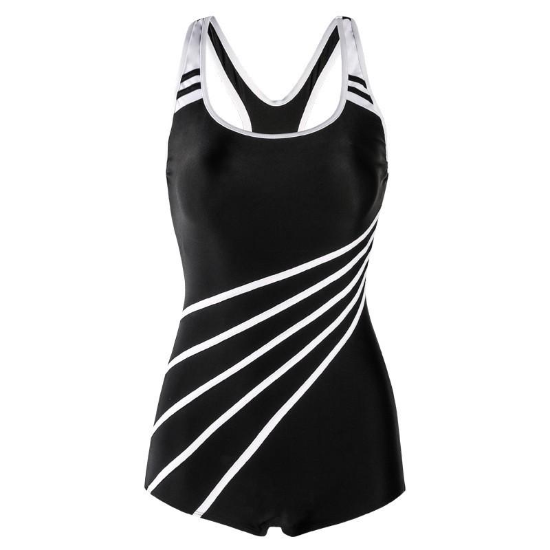 Swimsuit Women's Conservative Belly Cover To Show Slimming Large Size Sports Training One-piece Boxer Hot