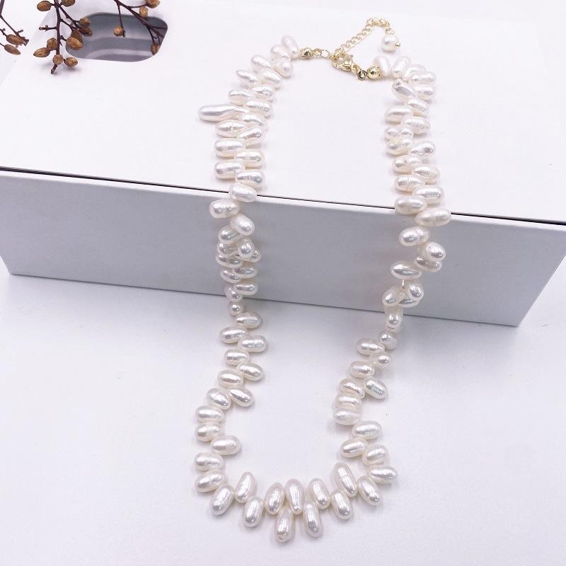 Dongdaemun Simple Collarbone Chain Retro Baroque Style Petal-shaped Freshwater Pearl Necklace Same Bracelet Women