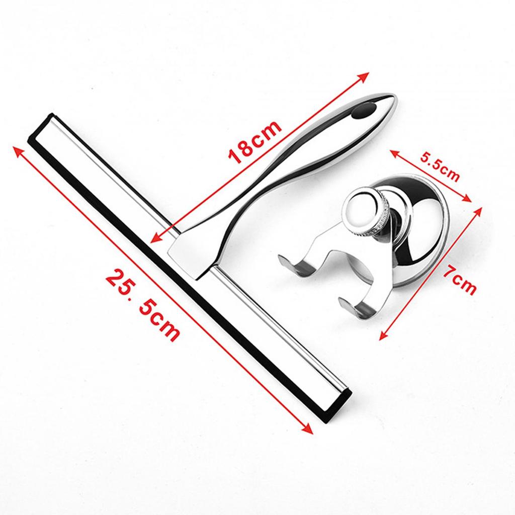 Glass Wiper with Hook Holder Stainless Steel Squeegee for Bathroom Sink Home Handheld Glass Window Cleaning Squeegee Wiper