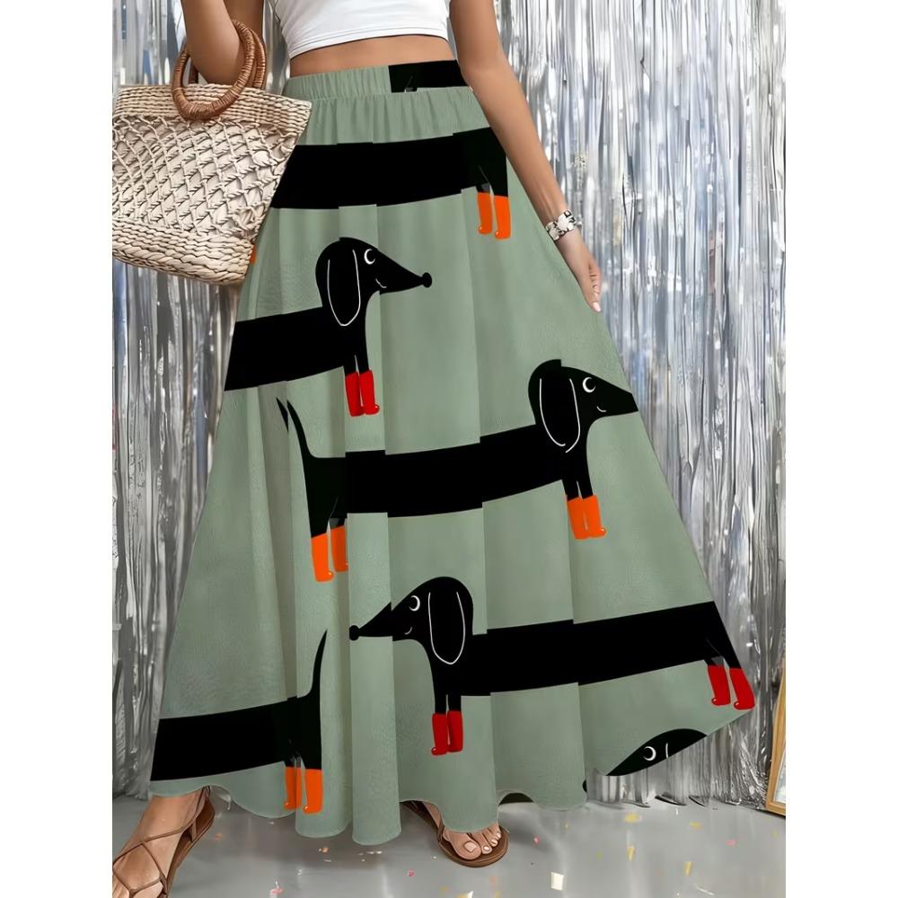 Womens Skirt with Blue Rose Print, Suitable for Beach, Casual Outings, Parties, and Daily Wear, Flowy and Elegant Design