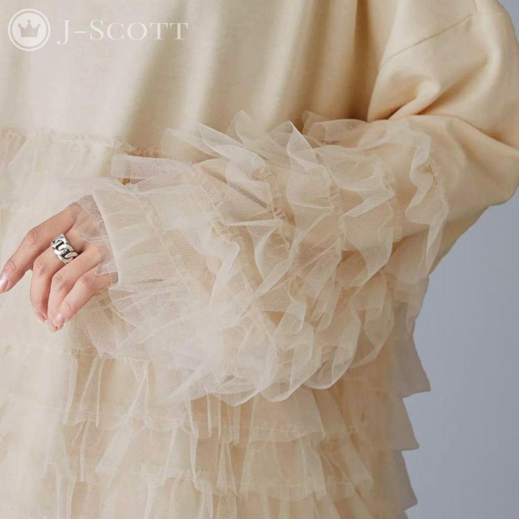 Tunică cu volan din tul, rotundă, voluminoasă, largă, lungă, de birou, relaxată, frumoasă, elegantă, pufoasă, ușor de ascuns, pulover, bluză de damă, lungime, gât,