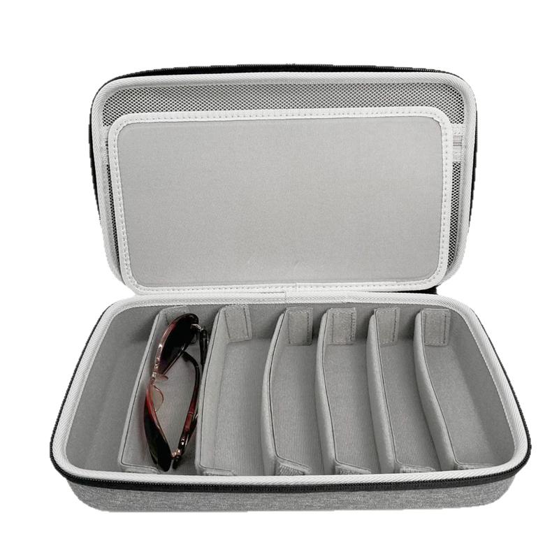 A95I-Portable Eyeglasses Storage Box Adjustable Slot, Travel Sunglasses Organizer Case For Multiple Pairs