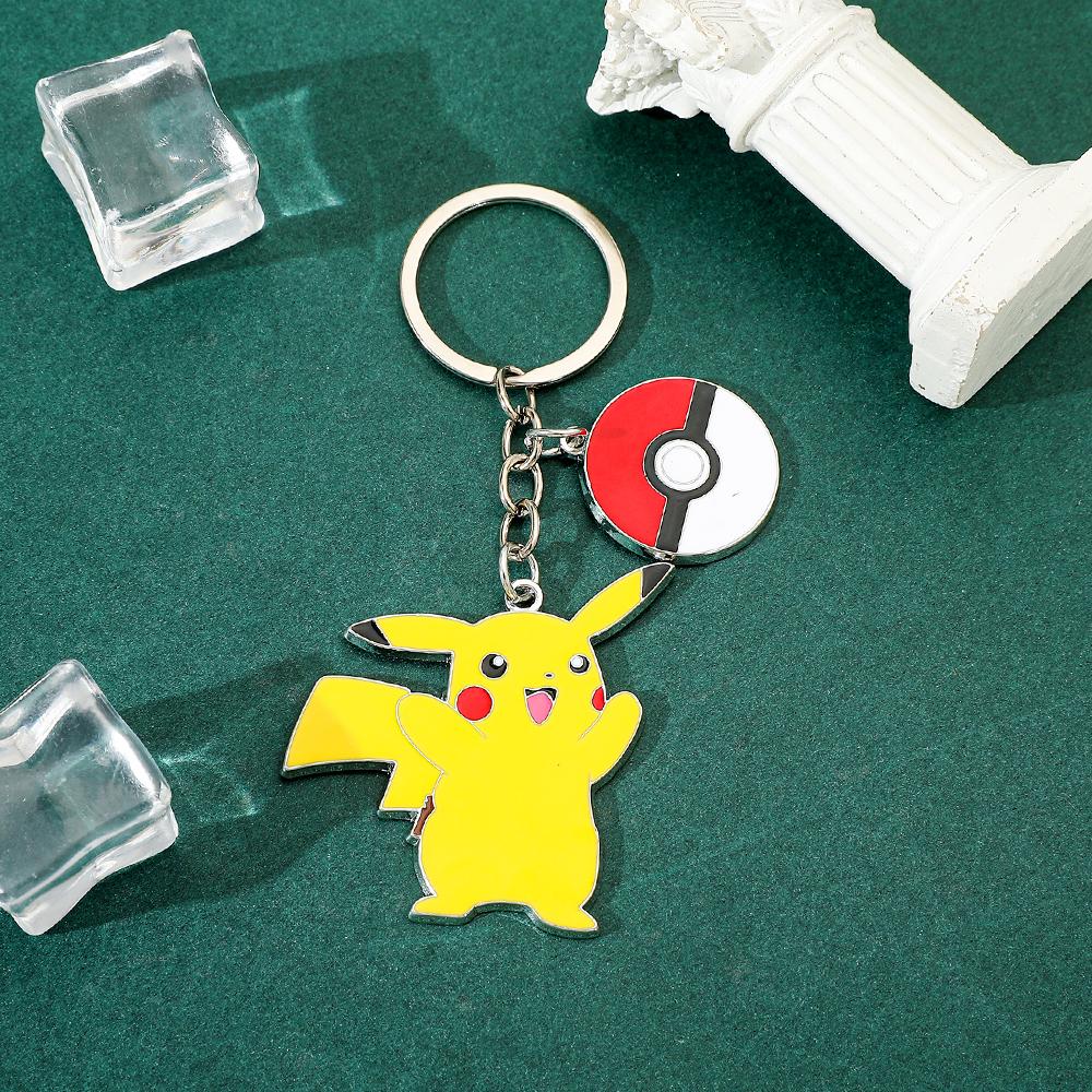 Pikachu Cartoon Metal Pendant Keychain Anime Keyrings Car for Backpack Key Holder