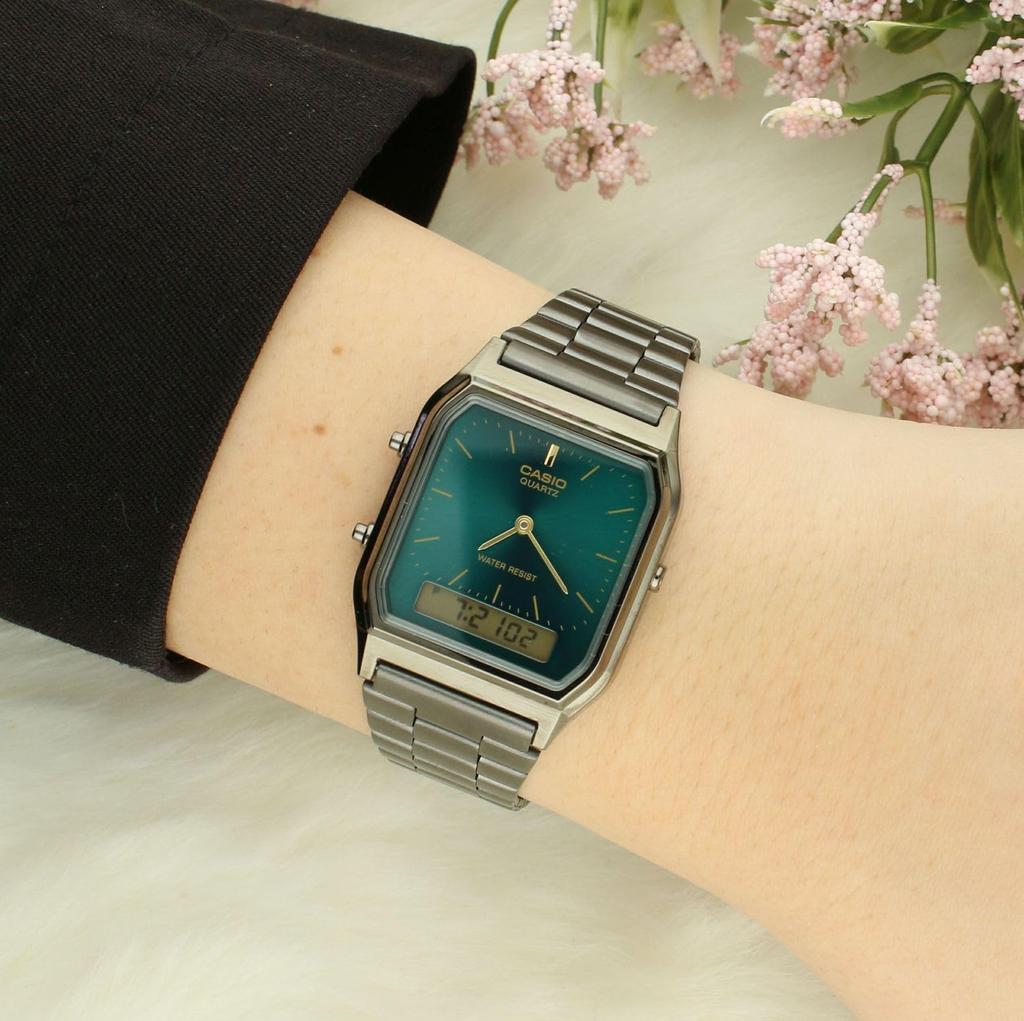 Casio Vintage-Uhr Chrom AQ-230EGG-3AEF Harz, Sport, Vintage.