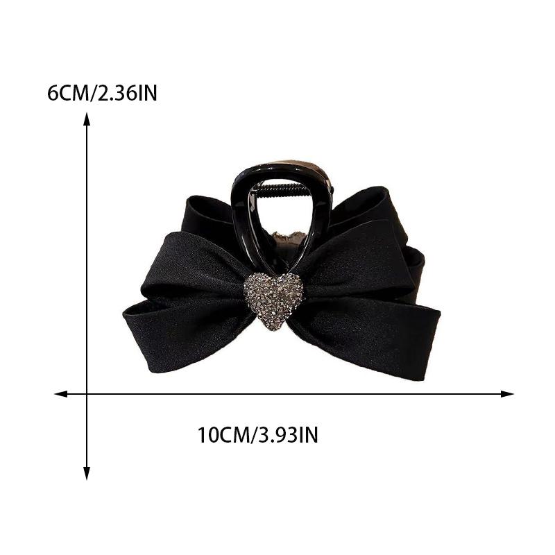 Elegant Temperament Fabric Bow Hair Clip For Woman Rhinestone Love Shark Clip Fashion Girl Ponytail Hair Clamp Hair Accessories