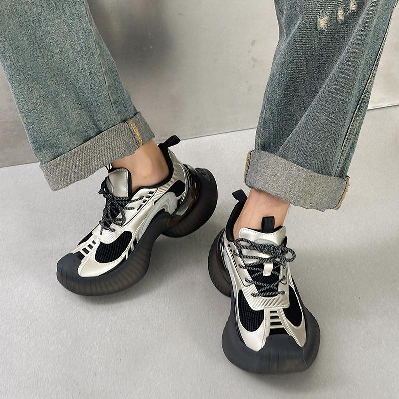 Yi Mengling streamer running shoes thick-soled heightening women's shock absorption, lightweight and breathable sports shoes